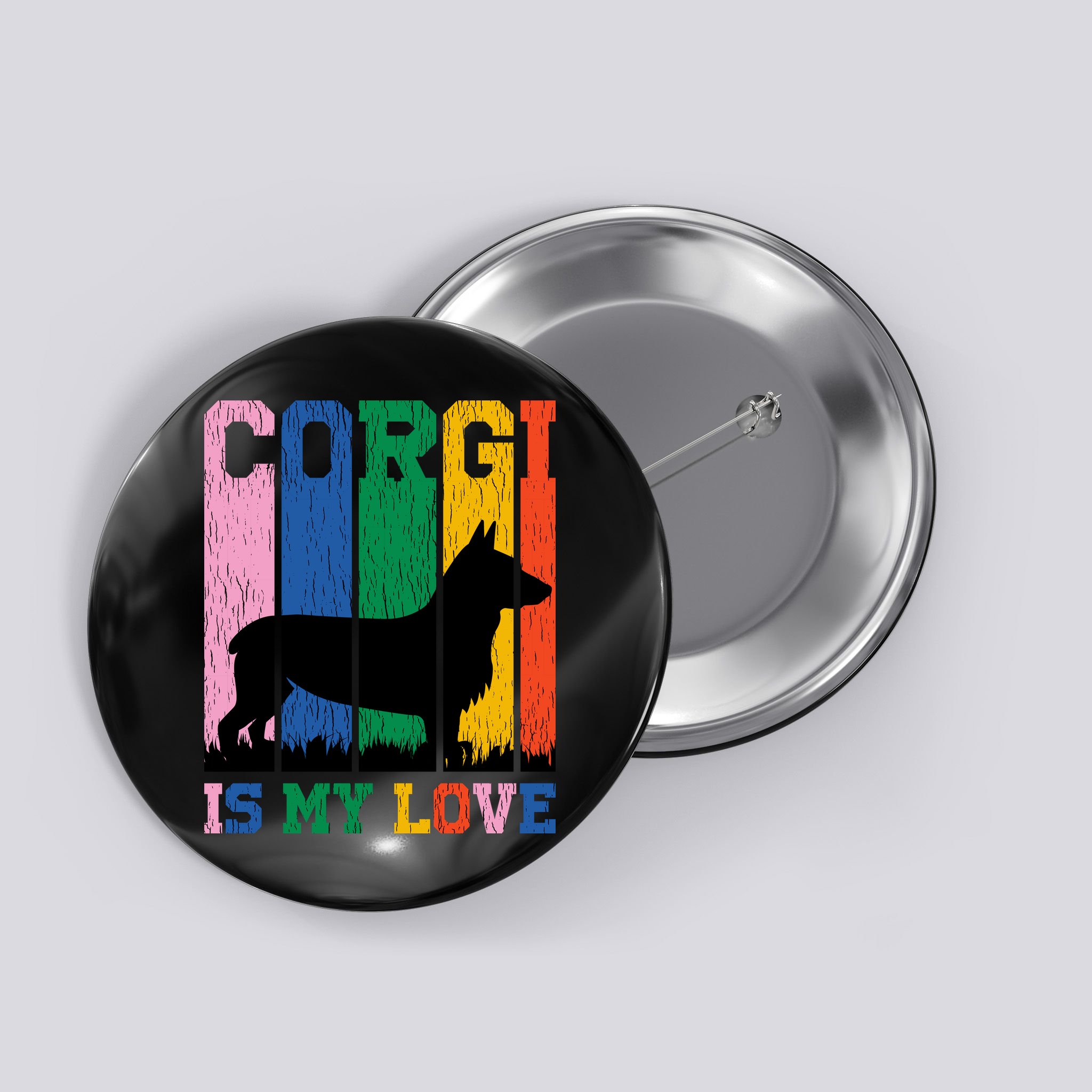 Retro Corgi Is My Love Button