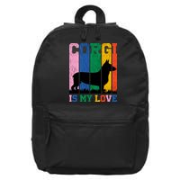 Retro Corgi Is My Love 16 in Basic Backpack