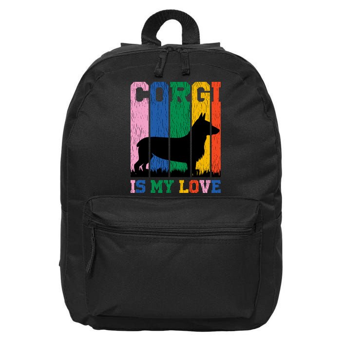 Retro Corgi Is My Love 16 in Basic Backpack