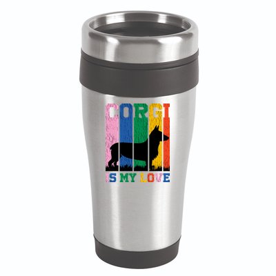 Retro Corgi Is My Love 16oz Travel Tumbler