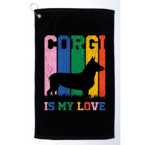 Retro Corgi Is My Love Platinum Collection Golf Towel