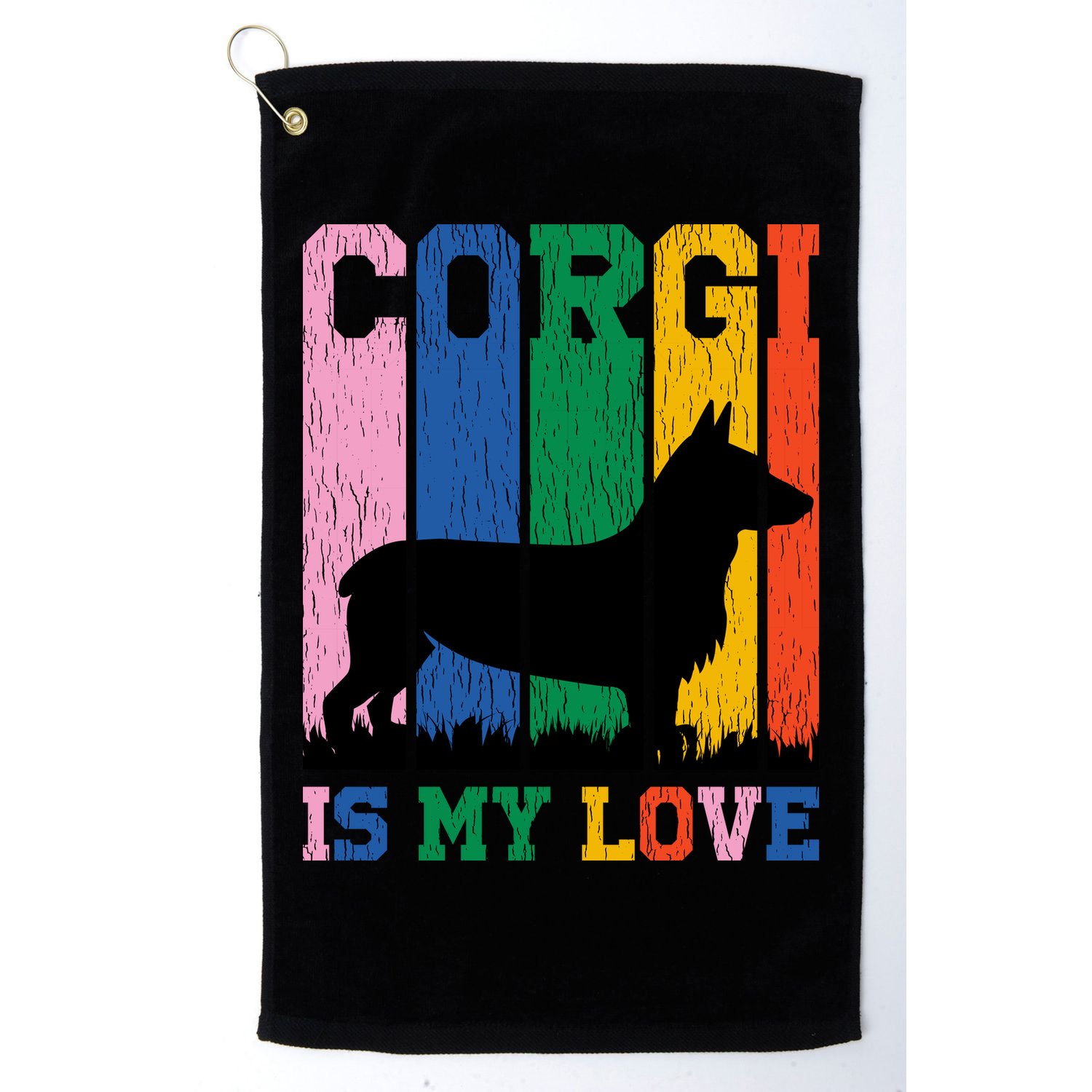 Retro Corgi Is My Love Golf Towel