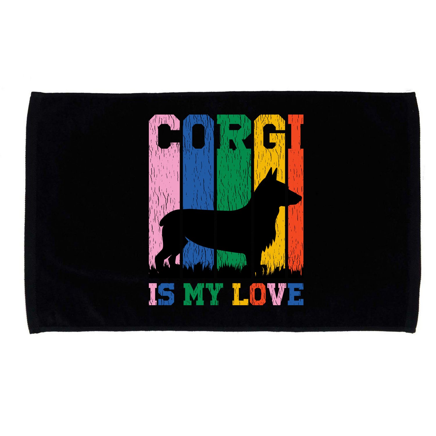 Retro Corgi Is My Love Microfiber Hand Towel