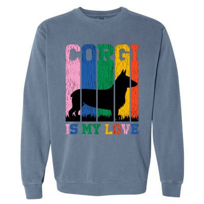 Retro Corgi Is My Love Garment-Dyed Sweatshirt