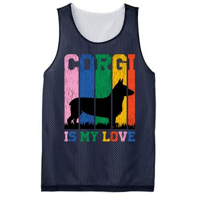 Retro Corgi Is My Love Mesh Reversible Basketball Jersey Tank