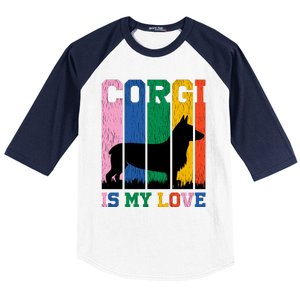 Retro Corgi Is My Love Baseball Sleeve Shirt