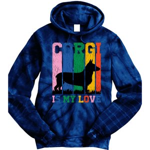 Retro Corgi Is My Love Tie Dye Hoodie