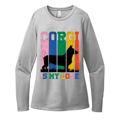 Retro Corgi Is My Love Womens CVC Long Sleeve Shirt