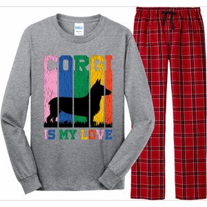 Retro Corgi Is My Love Long Sleeve Pajama Set