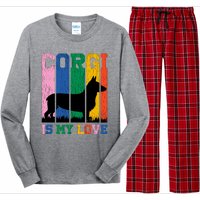 Retro Corgi Is My Love Long Sleeve Pajama Set