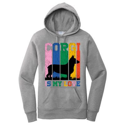 Retro Corgi Is My Love Women's Pullover Hoodie