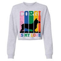 Retro Corgi Is My Love Cropped Pullover Crew