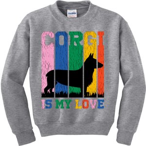 Retro Corgi Is My Love Kids Sweatshirt