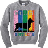 Retro Corgi Is My Love Kids Sweatshirt