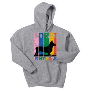 Retro Corgi Is My Love Kids Hoodie