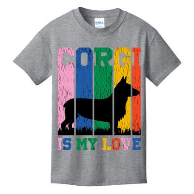 Retro Corgi Is My Love Kids T-Shirt