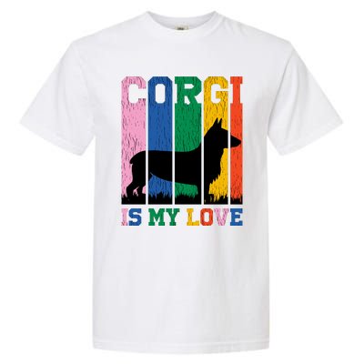 Retro Corgi Is My Love Garment-Dyed Heavyweight T-Shirt