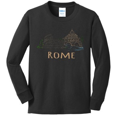 Rome Colosseum Italy Italia Roman Amphitheatre Ancient Rome Kids Long Sleeve Shirt