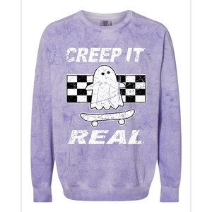 Retro Creep It Real Shirts Ghost Halloween Colorblast Crewneck Sweatshirt