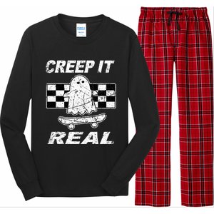 Retro Creep It Real Shirts Ghost Halloween Long Sleeve Pajama Set