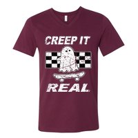 Retro Creep It Real Shirts Ghost Halloween V-Neck T-Shirt