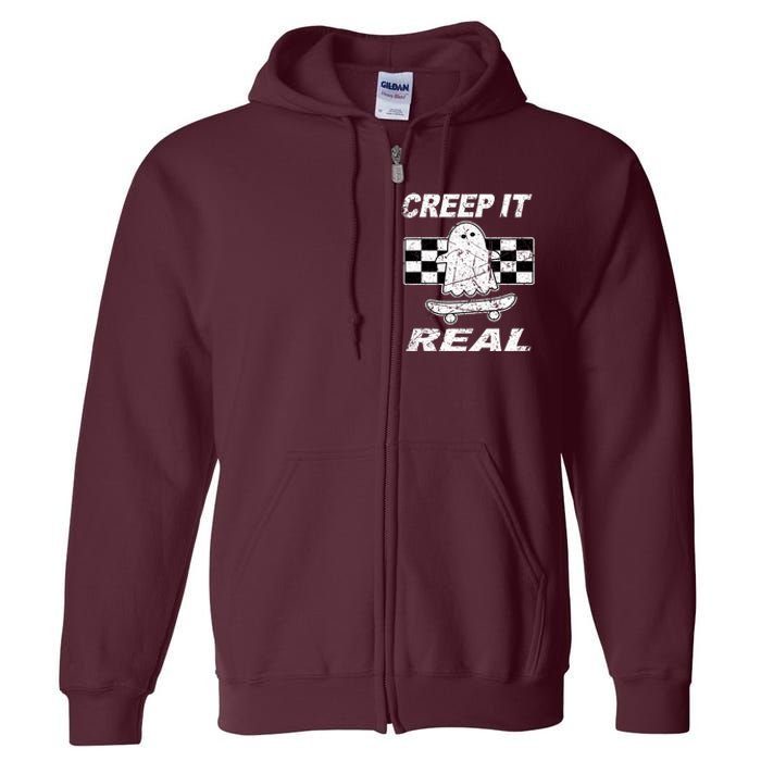 Retro Creep It Real Shirts Ghost Halloween Full Zip Hoodie