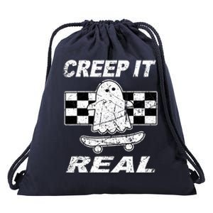 Retro Creep It Real Shirts Ghost Halloween Drawstring Bag