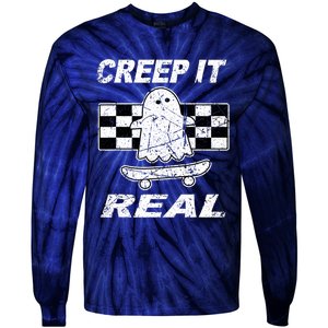 Retro Creep It Real Shirts Ghost Halloween Tie-Dye Long Sleeve Shirt