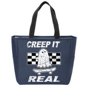 Retro Creep It Real Shirts Ghost Halloween Zip Tote Bag