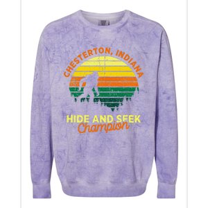 Retro Chesterton Indiana Big Foot Souvenir Colorblast Crewneck Sweatshirt