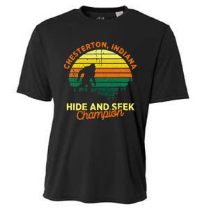 Retro Chesterton Indiana Big Foot Souvenir Cooling Performance Crew T-Shirt