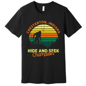 Retro Chesterton Indiana Big Foot Souvenir Premium T-Shirt