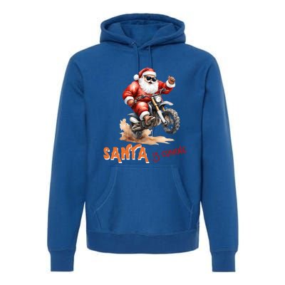 Rettro Christmas Is Coming Xmas Santa Claus Gift Premium Hoodie