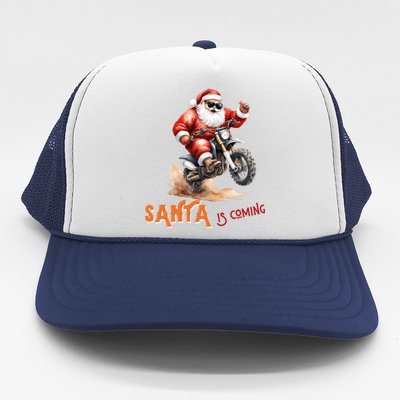 Rettro Christmas Is Coming Xmas Santa Claus Gift Trucker Hat