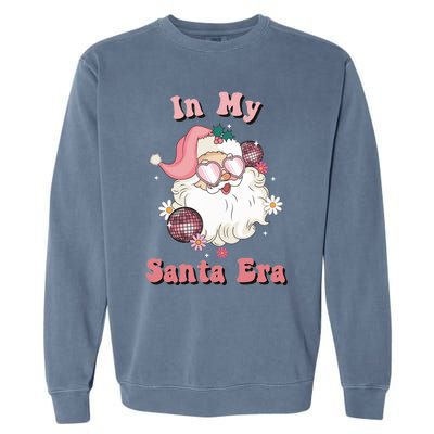 Retro Christmas In My Santa Era Pink Santa Xmas Pajamas Cute Gift Garment-Dyed Sweatshirt