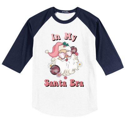 Retro Christmas In My Santa Era Pink Santa Xmas Pajamas Cute Gift Baseball Sleeve Shirt