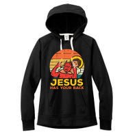 Retro Christian Jesus Has Your Back Jiu Jitsu Women's Fleece Hoodie