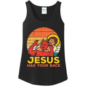 Retro Christian Jesus Has Your Back Jiu Jitsu Ladies Essential Tank