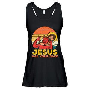 Retro Christian Jesus Has Your Back Jiu Jitsu Ladies Essential Flowy Tank