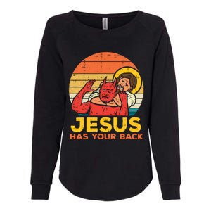 Retro Christian Jesus Has Your Back Jiu Jitsu Womens California Wash Sweatshirt