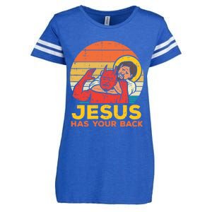 Retro Christian Jesus Has Your Back Jiu Jitsu Enza Ladies Jersey Football T-Shirt