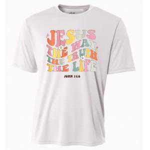 Retro Christian Jesus The Way Truth Life Bible Verse Groovy Cooling Performance Crew T-Shirt