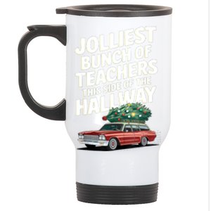 Retro Christmas Jolliest Bunch Of Teachers This Side Of The Hallway Xmas Gift Stainless Steel Travel Mug