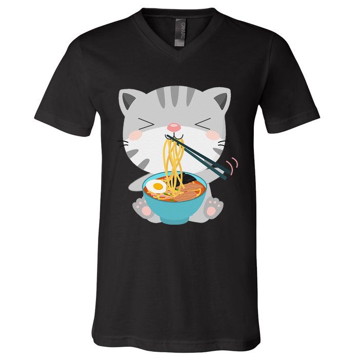 Ra Cat Japanese Kawaii Anime Ra Cat Lover Cute Cool  V-Neck T-Shirt