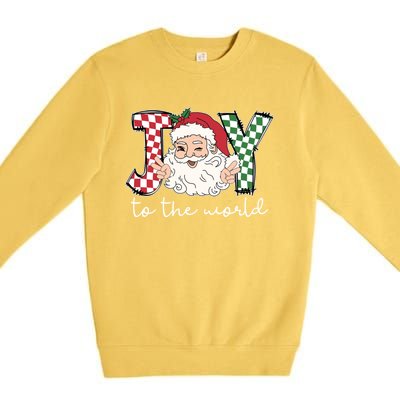 Retro Christmas Joy To The World Santa Claus Xmas Vibes Gift Premium Crewneck Sweatshirt