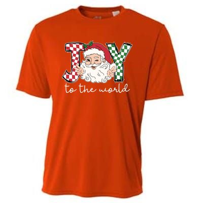 Retro Christmas Joy To The World Santa Claus Xmas Vibes Gift Cooling Performance Crew T-Shirt