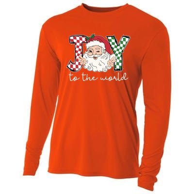 Retro Christmas Joy To The World Santa Claus Xmas Vibes Gift Cooling Performance Long Sleeve Crew