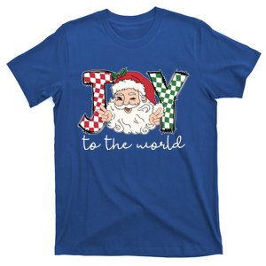 Retro Christmas Joy To The World Santa Claus Xmas Vibes Gift T-Shirt