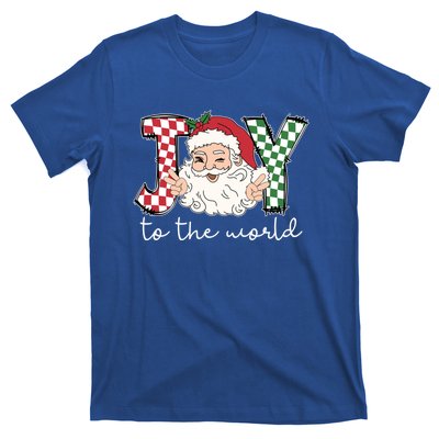 Retro Christmas Joy To The World Santa Claus Xmas Vibes Gift T-Shirt