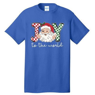 Retro Christmas Joy To The World Santa Claus Xmas Vibes Gift Tall T-Shirt